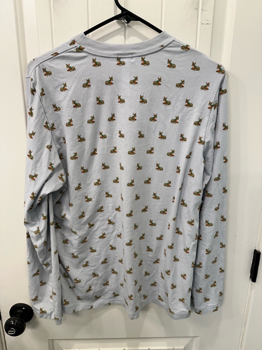 SKIMS Holiday Deer Fawn Long Sleeve & Pants Pajama Set Light Blue S - Picture 8 of 8
